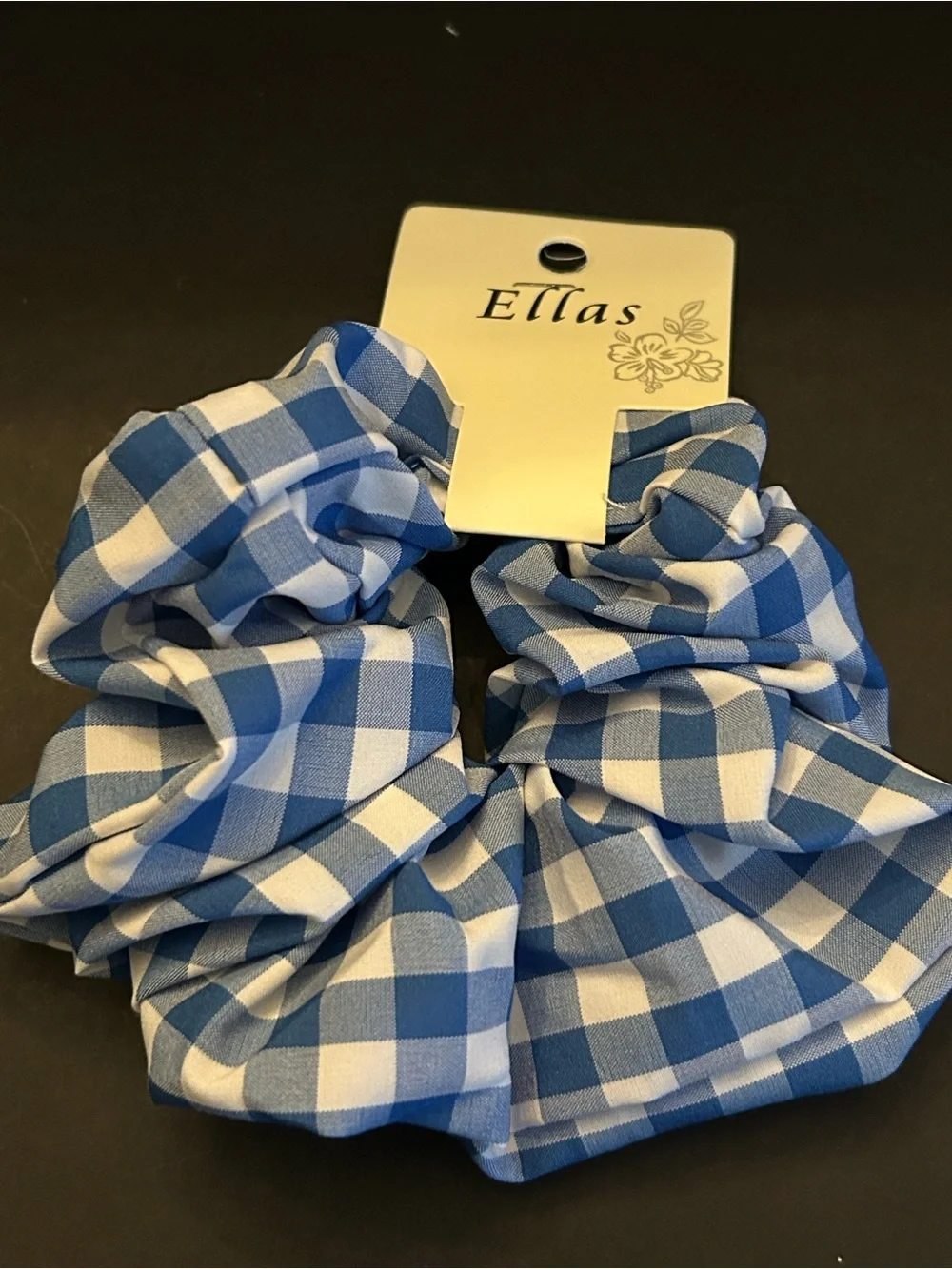 Ellas Women’s Large Gingham Scrunchie Set of Six Blue & Multi Color Options NWT